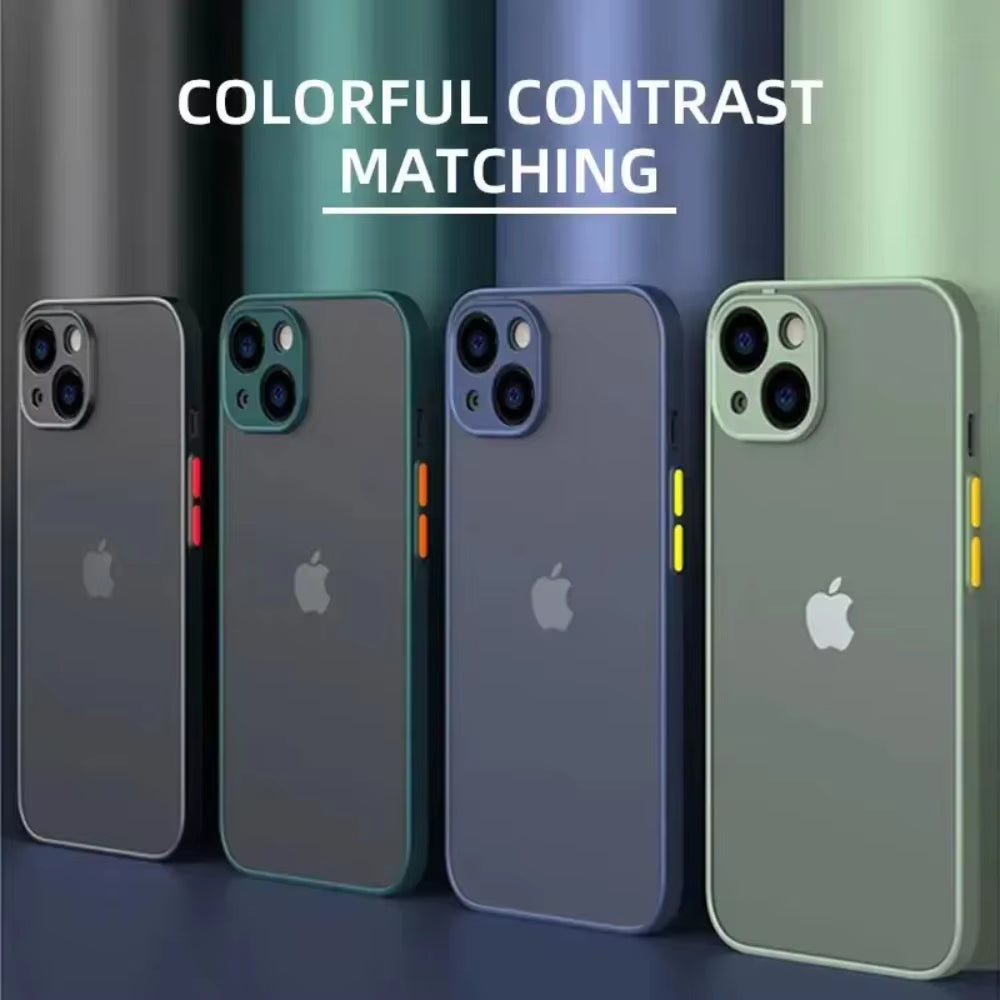 Shockproof Armor Matte Case for Iphone 16 15 14 plus 13 11 12 Pro Max Luxury Silicone Bumper Clear Hard PC Back Cover Capa
