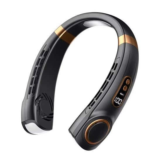 2025 New Hanging Neck Fan Ice Magnet Cooling Portable Neck Fan Type-C Mute Multifunctional Leafless Electric Fan with Light