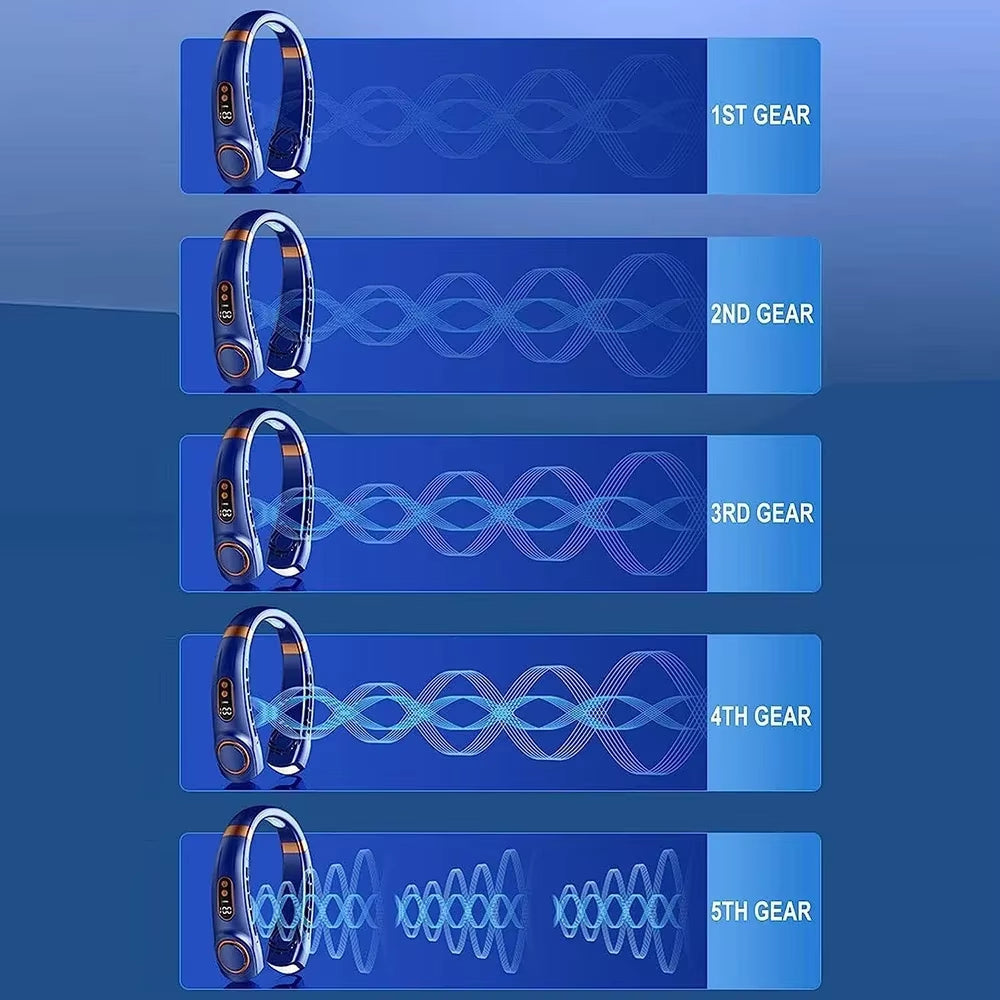 2025 New Hanging Neck Fan Ice Magnet Cooling Portable Neck Fan Type-C Mute Multifunctional Leafless Electric Fan with Light