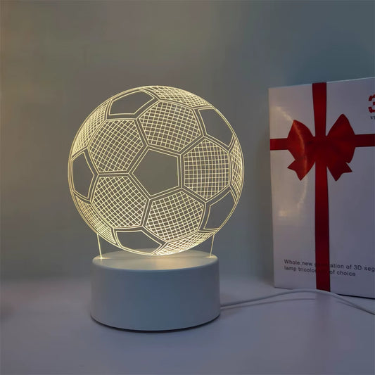 1 Football 3D Night Light, Father'S Day, Holiday Gift Table Light for Family, Atmosphere Light, Companion Sleep Light.