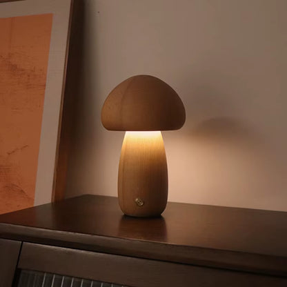 INS LED Night Light with Touch Switch Wooden Cute Mushroom Bedside Table Lamp for Bedroom Childrens Room Sleeping Night Lamps